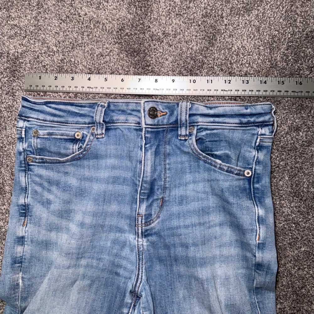 American Eagle Womens Next Level Stretch High-Rise Flare Light Wash Denim Jeans - Picture 4 of 12